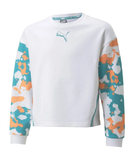 Puma Alpha Crew Sweatshirt sem capuz para raparigas Branco