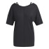 Top de ioga adidas Studio Oversized Preto T-Shirt de ioga para mulher