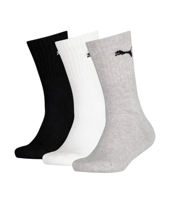 Meias Puma Crew 3P Preto-Branco-Cinza
