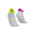 Meias de Running Compressport Pro Racing v4.0 Run Low Branco/Amarelo/Rosa