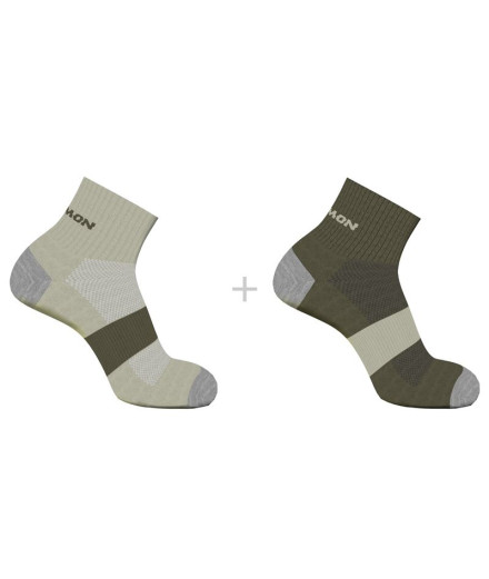 Meias de Running Salomon Evasion Ankle 2-Pack Verde