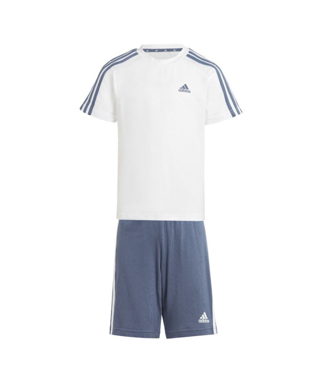 Conjunto adidas 3Bands Infantil Branco Azul