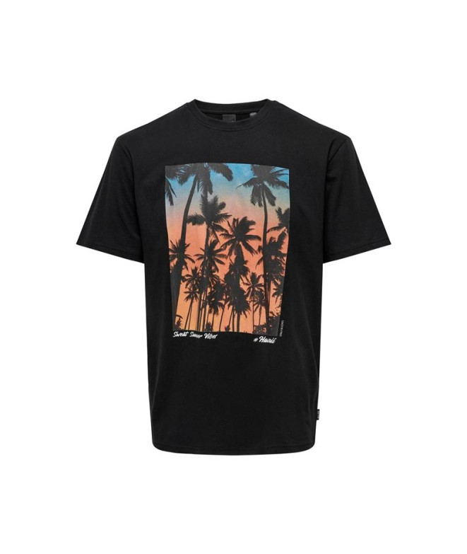Camiseta Only & Sons Onskolton Reg Beach Preto...