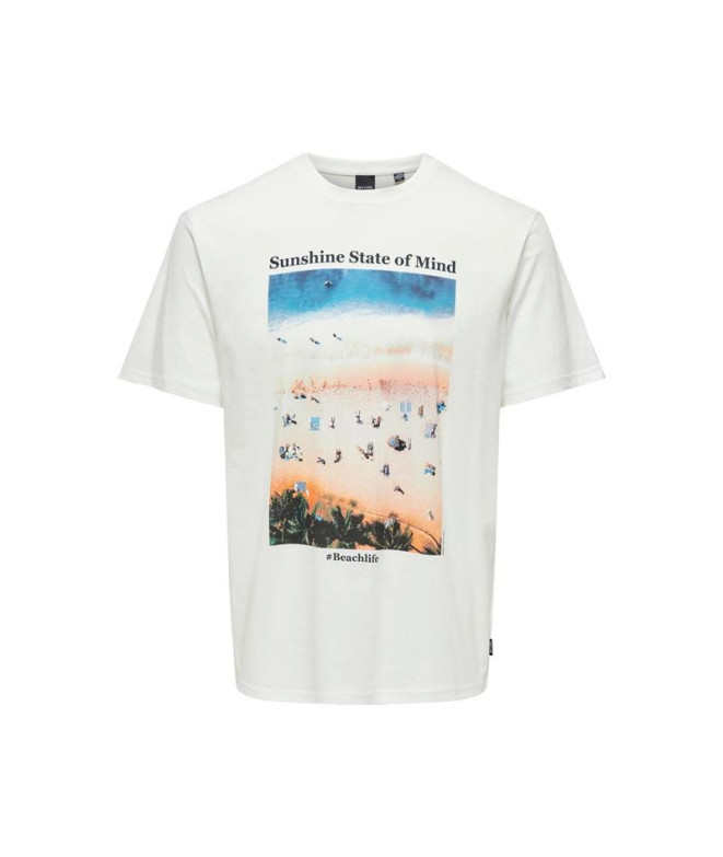 Camiseta Only & Sons Onskolton Reg Beach Branco...