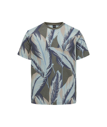 Camiseta Only & Sons Onskobe Reg Folha de Bananeira Olive...