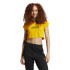 Camiseta adidas Mulher Tiro Cut 3 Band Cropped Laranja