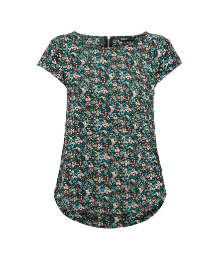 Camiseta Only vic S/S Aop Ptm Balsam Verde Mulher