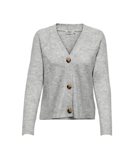 Moletom Only carol Cardigan Light Cinza Mulher