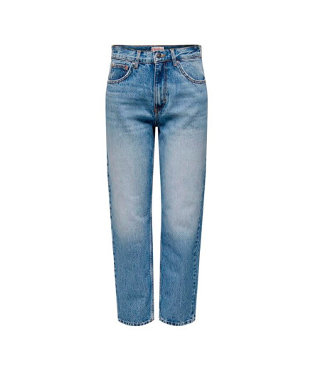 Calça Only robyn Mw Str Lo Ak Dot536 Azul Médio Denim Mulher