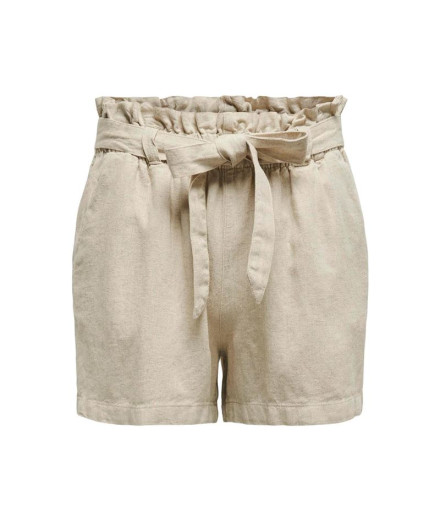 Calça Only Lino Mw Linen Oatmeal Mulher