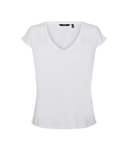 Camiseta Vero Moda Fillis decote em V branco brilhante...