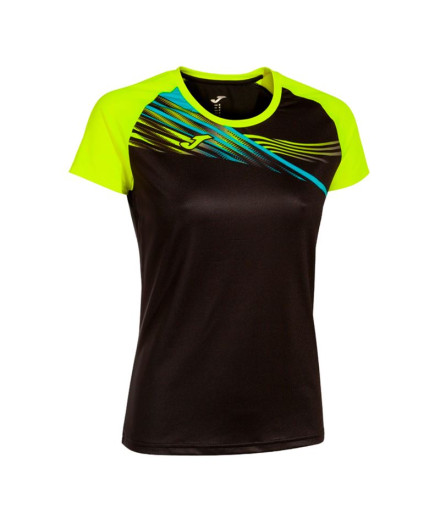 Camiseta Running Joma de Manga curta Elite X Preto Fluor...