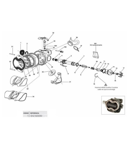 Tuerca Titanium Conexão Ellipse Balanced-Master Cressi
