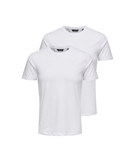 Camiseta Only & Sons básico Slim 2-Pack Branco Homem