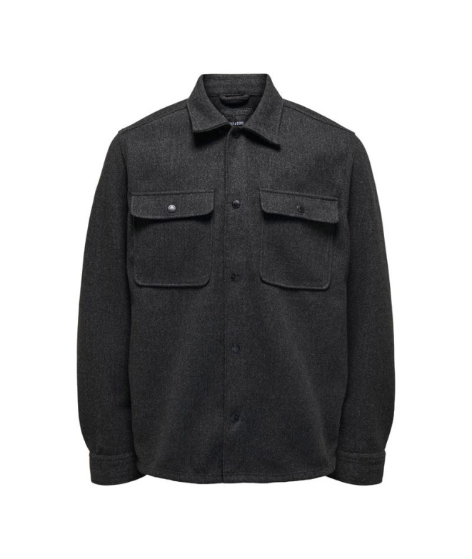Camisa Only & Sons ash Ovr Woolen Look Pkt...