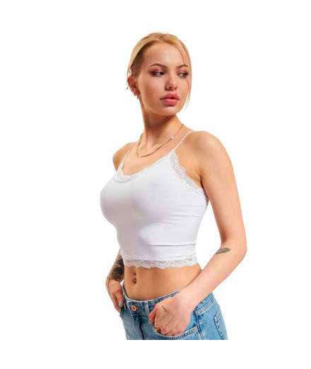 Top Only vicky Lace Seamless Cropped Bright Branco Mulher