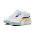 Sapatilhas Basquetebol Court de Puma Pro Branco-Amarelo Sizzle-Equipa Violeta