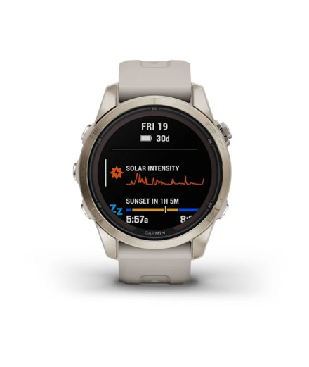 Relógio Garmin Fenix 7S Sapphire Solar Bracelete Bege...