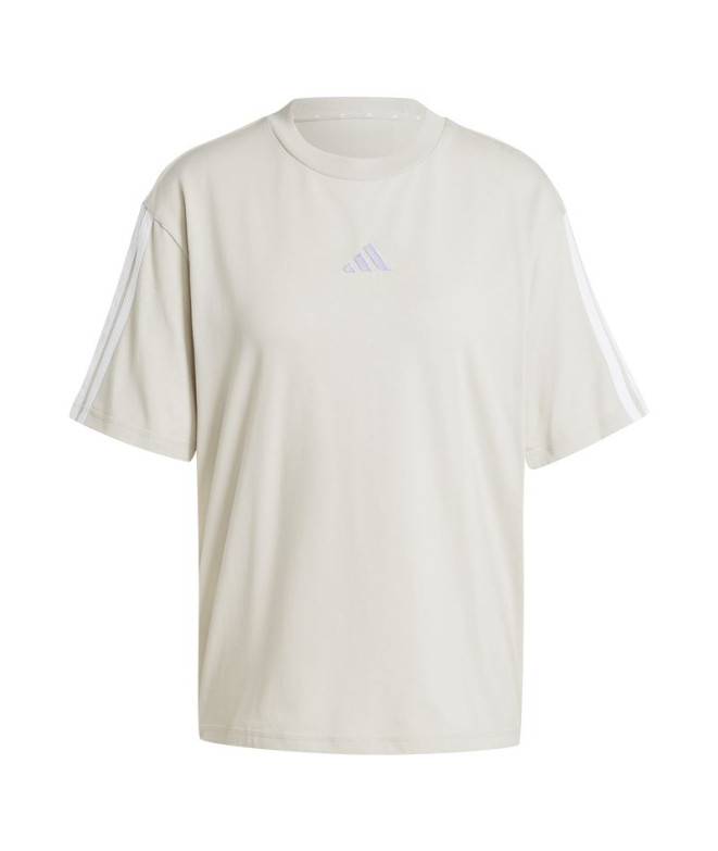 Camiseta adidas Mulher 3 Band Boyfriend creme