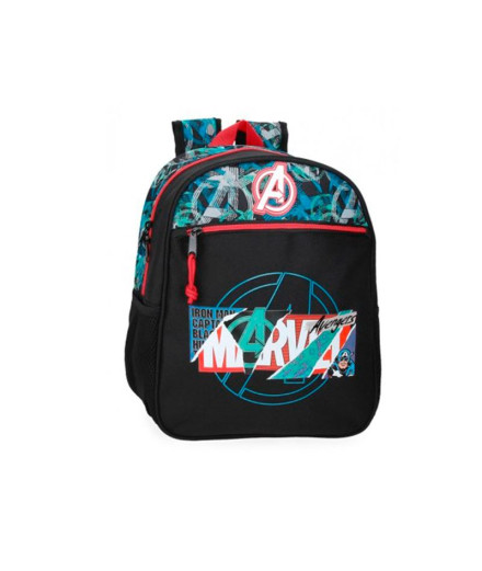 Mochila Marvel Adap.33Cm. Escudo Marvel Preto