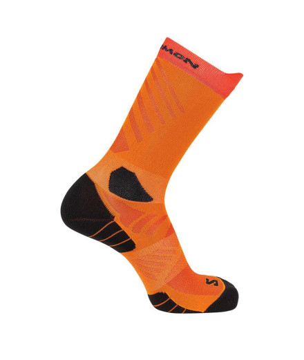 Meias Trail Salomon de Aero Crew Vermelho Laranja/Cúrcuma