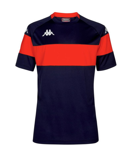 Camiseta Futebol Kappa Homem de Dareto azul marinho/vermelho