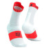 Meias Running from Compressport Pro Racing V4.0 Run High Branco/Fluo Vermelho