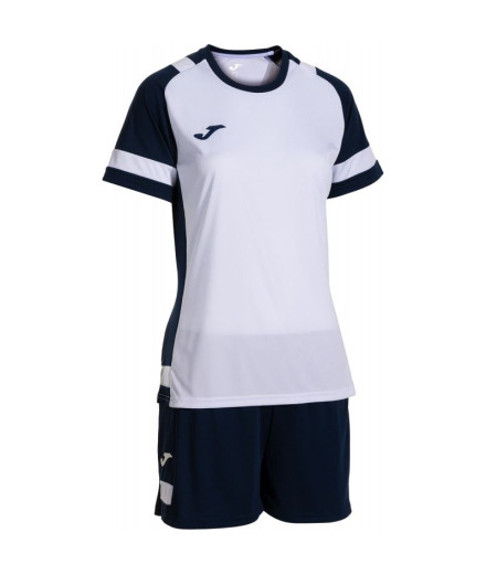 Conjunto de Futebol Joma Líder Mulher Branco/Azul Escuro