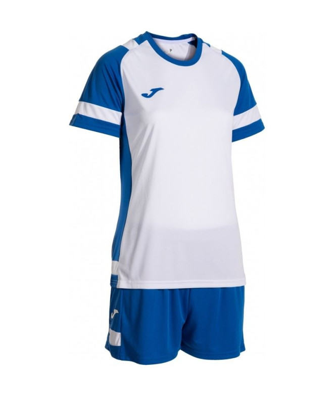 Conjunto de Futebol Joma Líder Mulher Branco/Royal