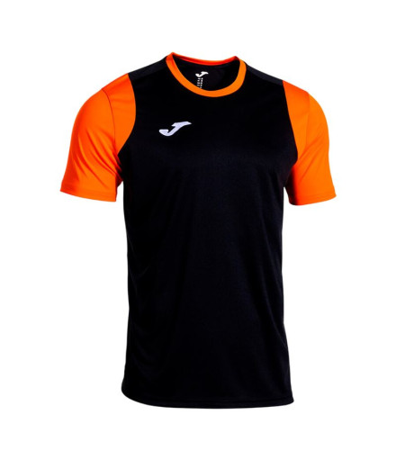 Camiseta Joma Cancha Preto Laranja Menino