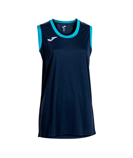Camiseta Joma Cancha Dark Navy Turquesa Fluorescente Mulher