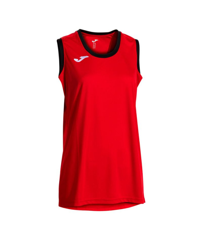 Camiseta Joma Cancha Vermelho Preto Menina
