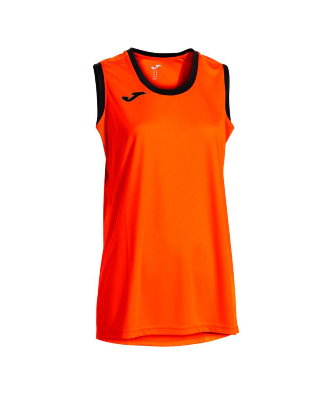Camiseta Joma Cancha Laranja Preto Mulher