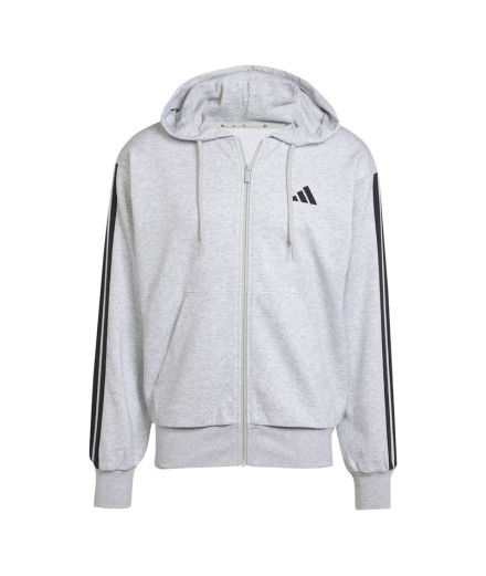 Moletom adidas 3 Bandas French Terry Fz Hd Homem Cinza/Preto