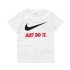 Camiseta Nike infantil Roupa desportiva Swoosh Just Do It Branco